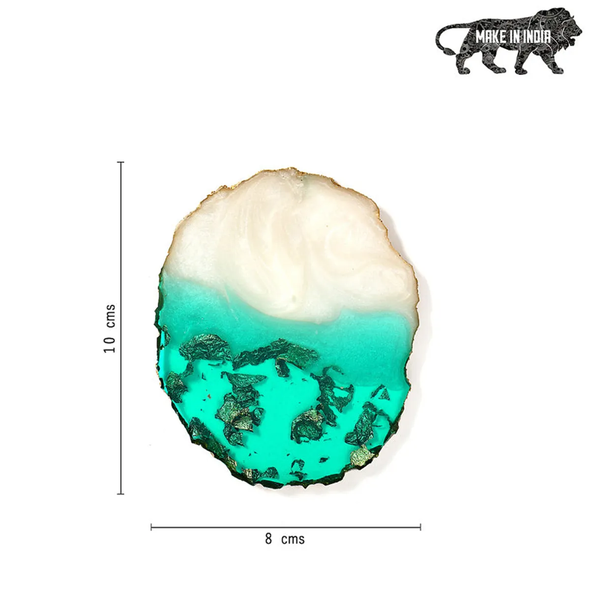 Single green and white resin coaster shown on a white background