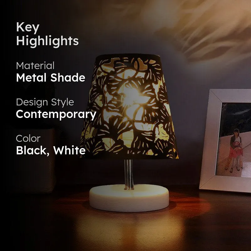 Vero Flora Etched Metal Table Lamp - Black,White media 2