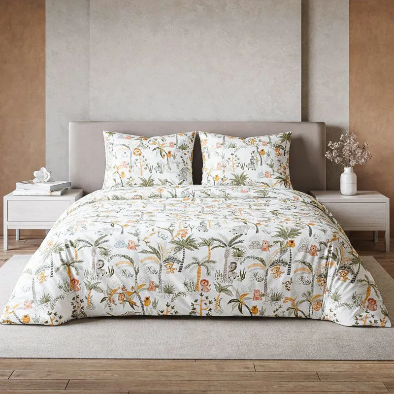 Jolly Jungle Kids Printed Cotton Bedsheet - 300 TC media 1