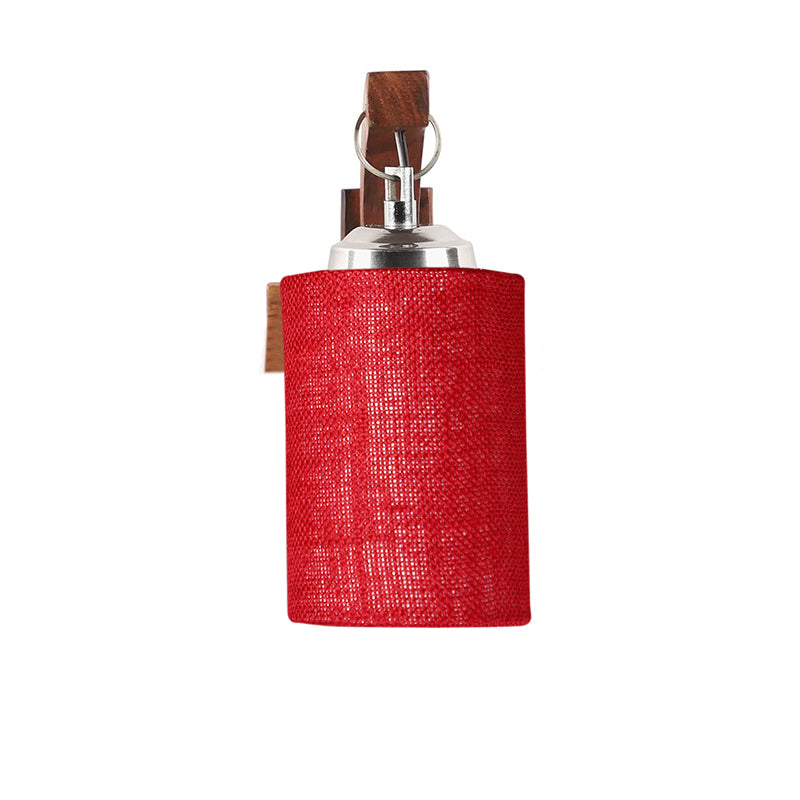 Forma Cylindrical Fabric & Wooden Wall Lamp - Maroon media 4