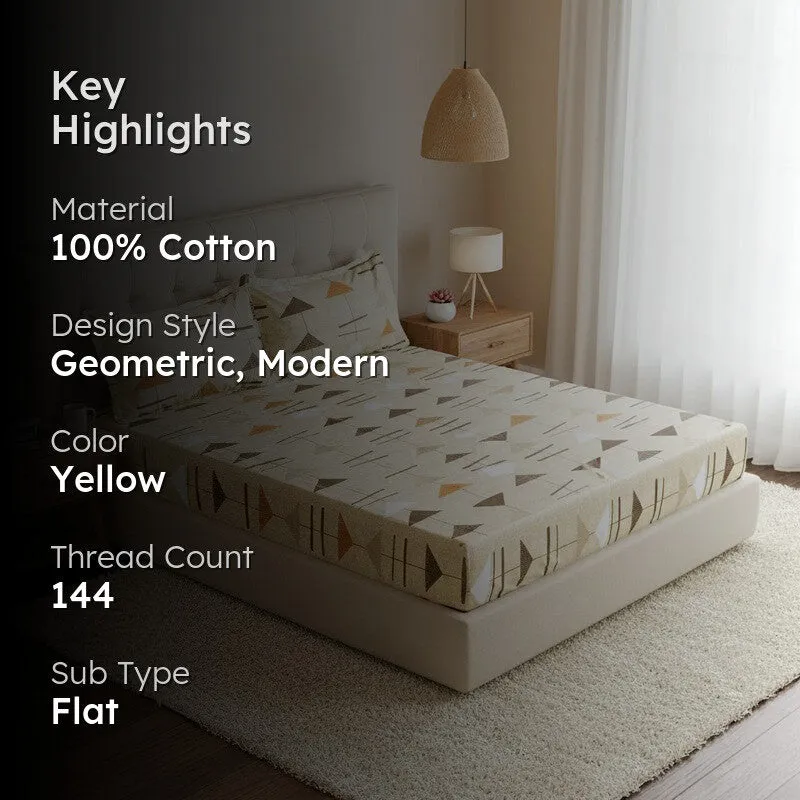 Arrow Truce Cotton Bedsheet (Light Brown) - 144 TC media 2