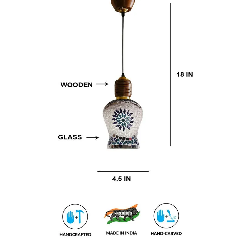 Mosaic Motif Pendant Wooden Ceiling Lamp media 5