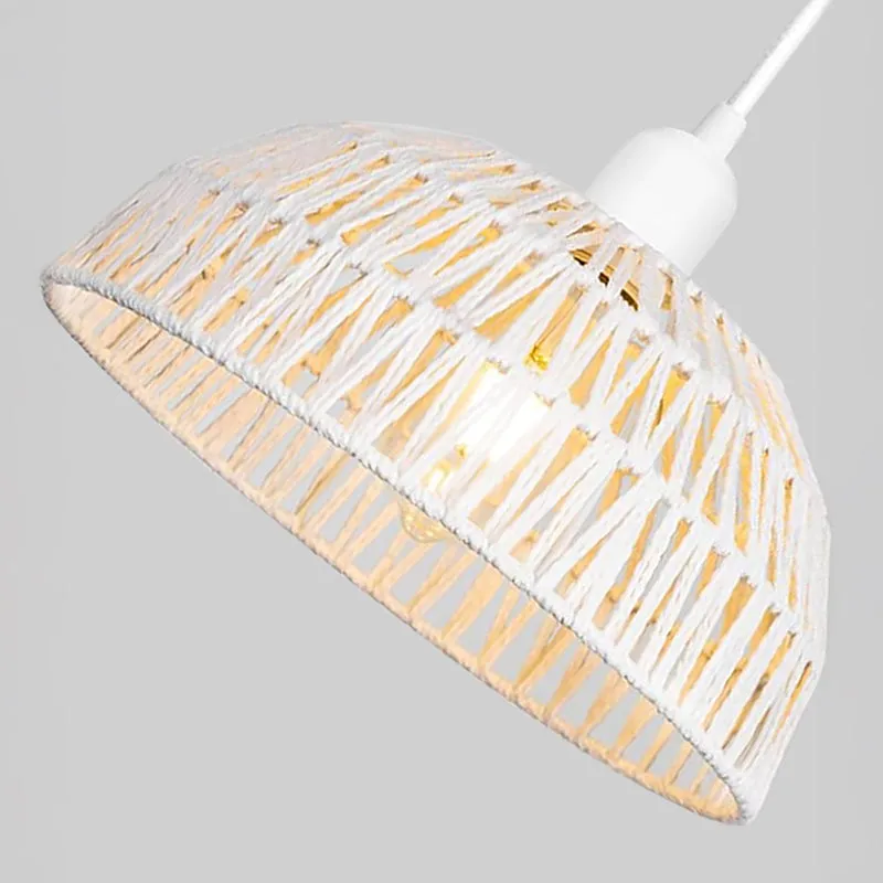 Lattice Long Rattan Ceiling Lamp - White media 3