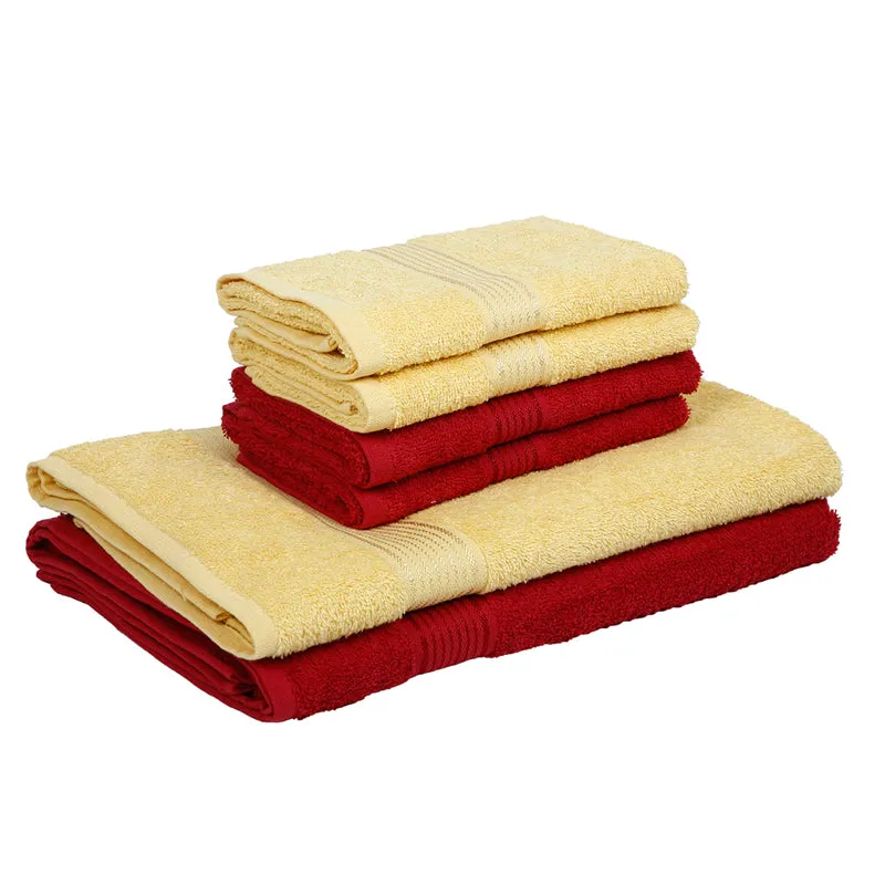 Eva Quick Dry Towel Combo (Yellow & Red) - Six Piece Set media 4
