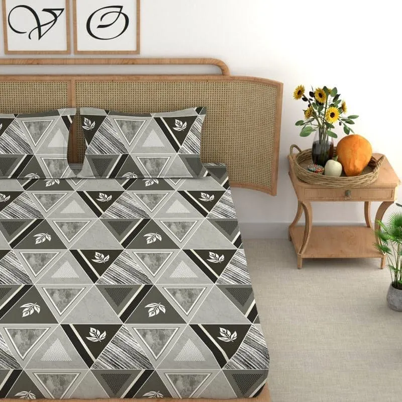 Nora Printed Microfiber Bedsheet (Carbon Grey) - 180 GSM media 3