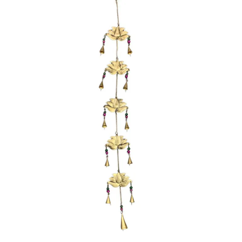 Gold lotus latkan with bead accents shown against a plain white background