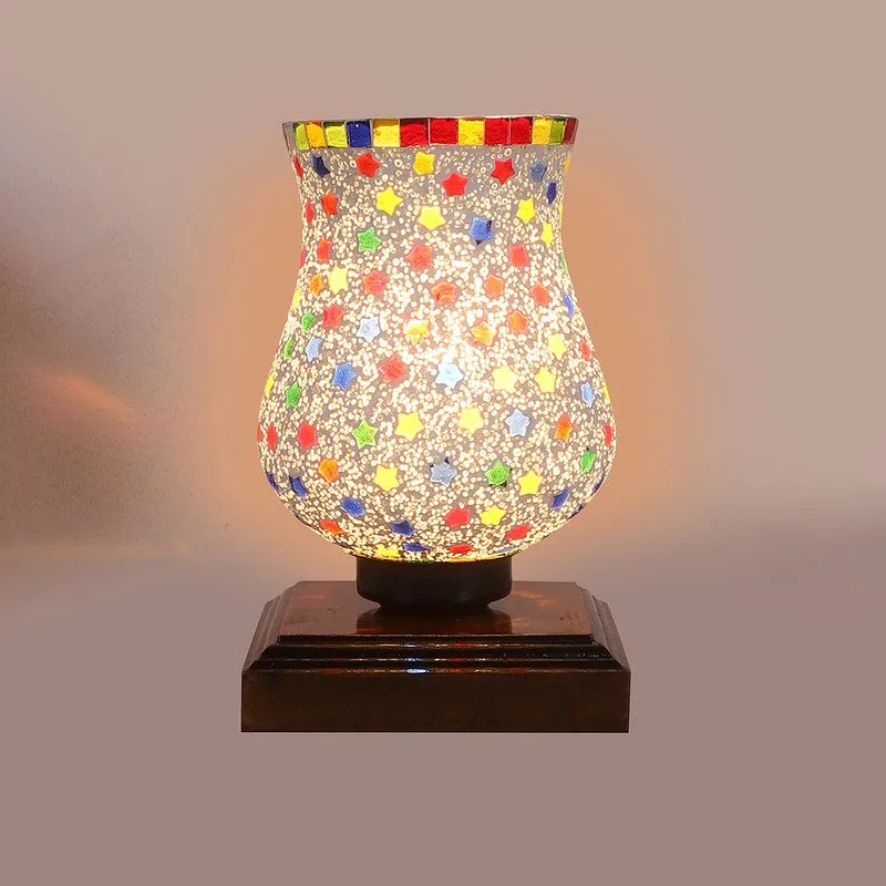 Spektrum Mosaic Glass Table Lamp With Wooden Base - Multicolor media 7
