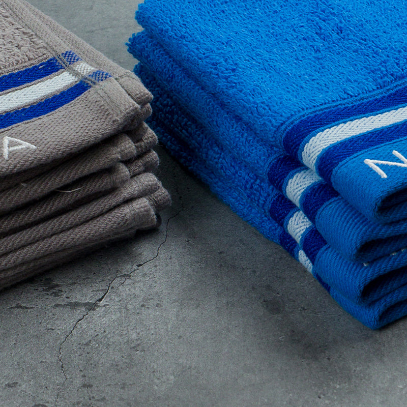 Nautica Dove Down Cotton Face Towel (Grey & Blue) - Set Of Eight media 5