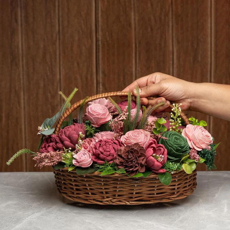 Baby Pink Solawood Artificial Flower Basket media 6