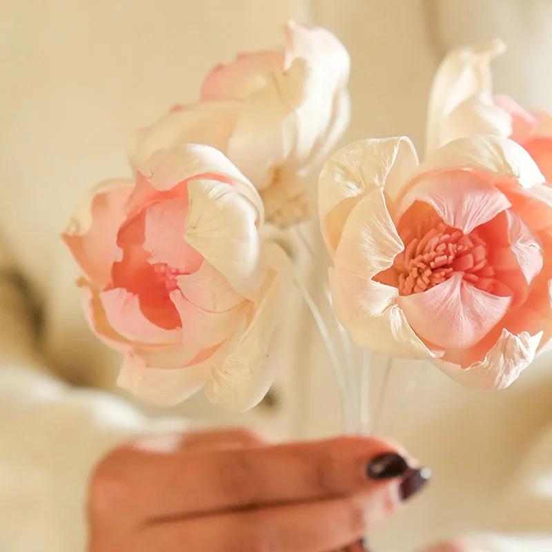 Artificial Peony Blooms Flower Stem (Pink) - Set Of Five media 3