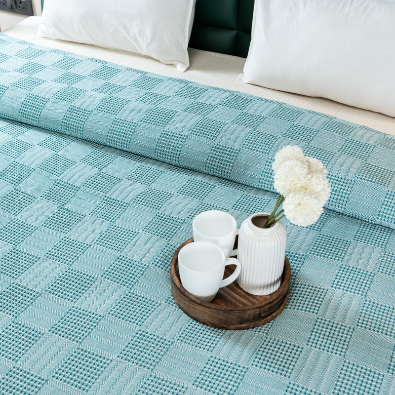 GridForm Cotton Bedsheet (Green) - 300 TC media 4