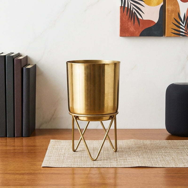 Root Rise Elle Gold Planter With Stand
