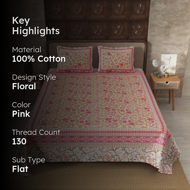 Arohi Floral bedsheet Cotton Bedsheet - 130 TC media 2