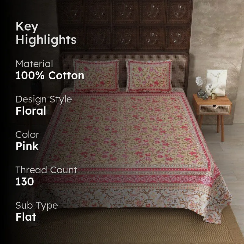 Arohi Floral bedsheet Cotton Bedsheet - 130 TC media 2