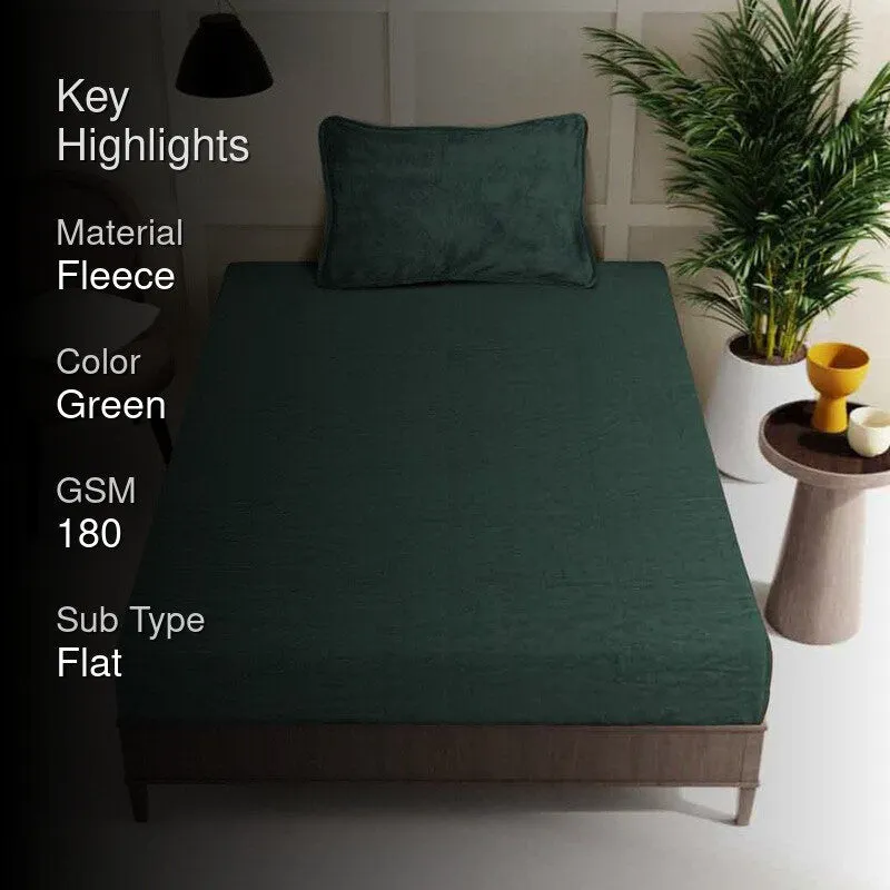 Gentle Rest Fleece Bedsheet (Green) - 180 GSM media 2