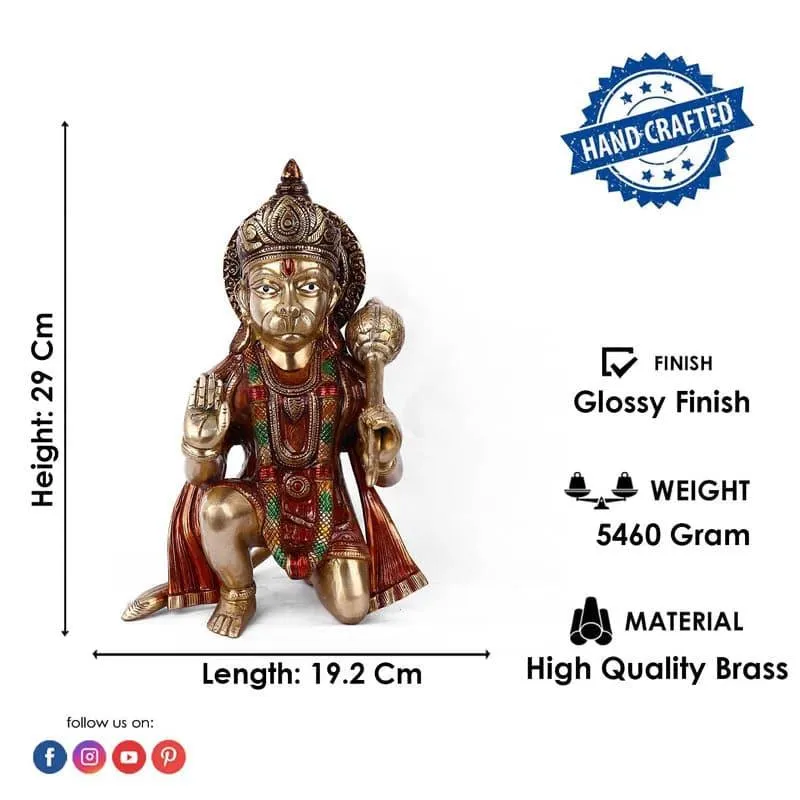 Sitting Hanuman Brass Idol media 6