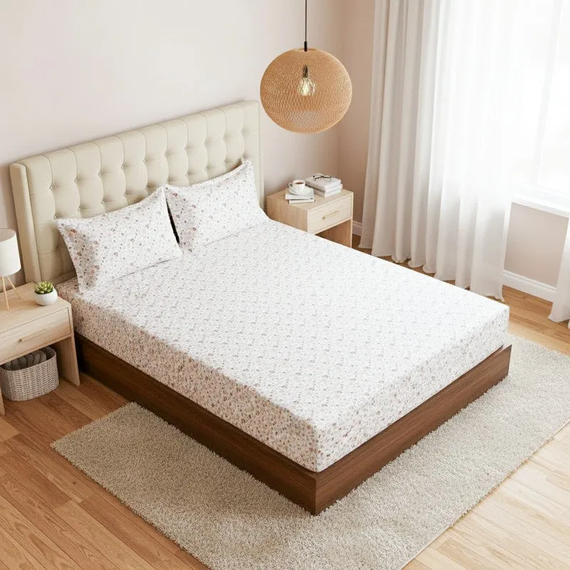 Avani Floral Cotton Bedsheet (Peach) - 180 TC media 1