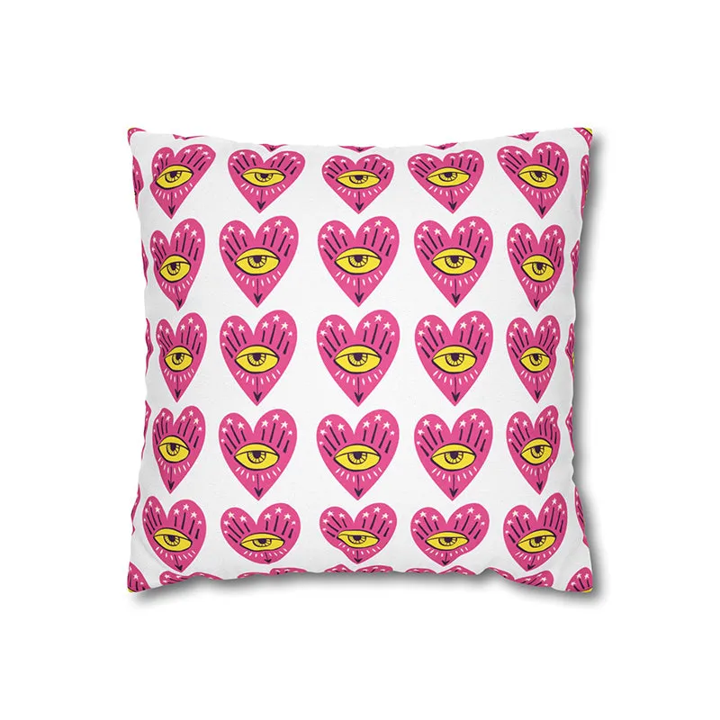 Heart's Eyes Printed Velvet Cushion Cover media 5