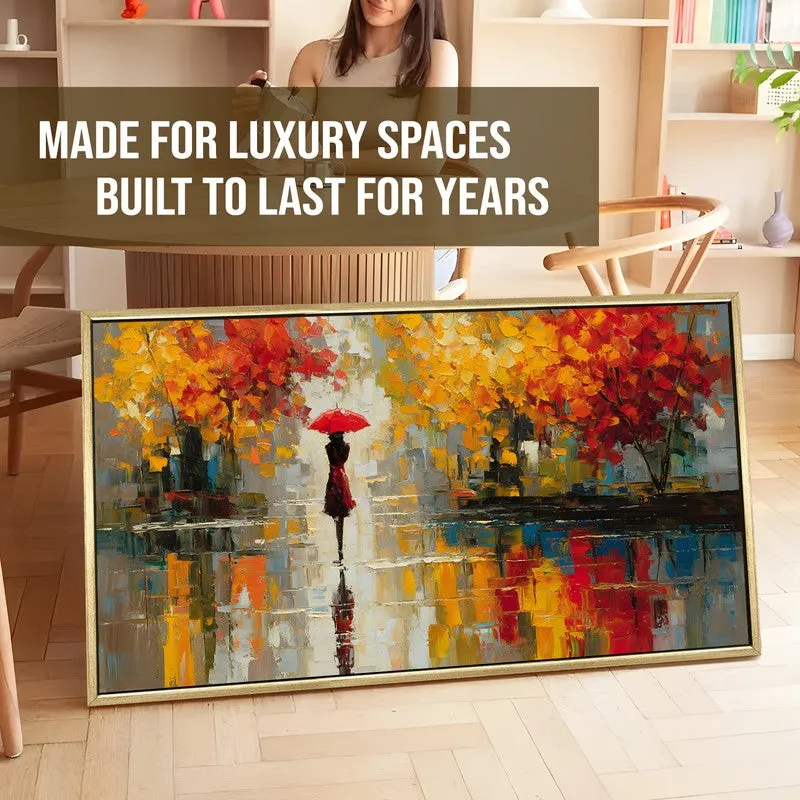 Amber Rain Canvas Wall Painting With Frame media 5