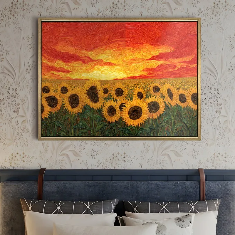 Sunflower Blaze Canvas Wall Painting With Frame media 5