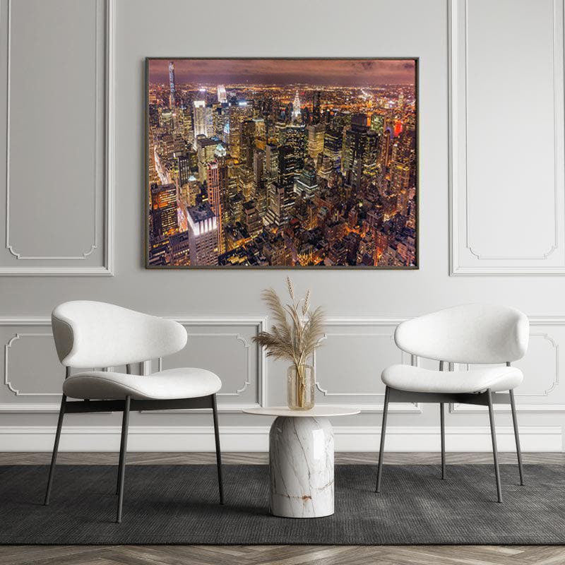 NYC Night Life Art Canvas Painting - Black Frame media 5
