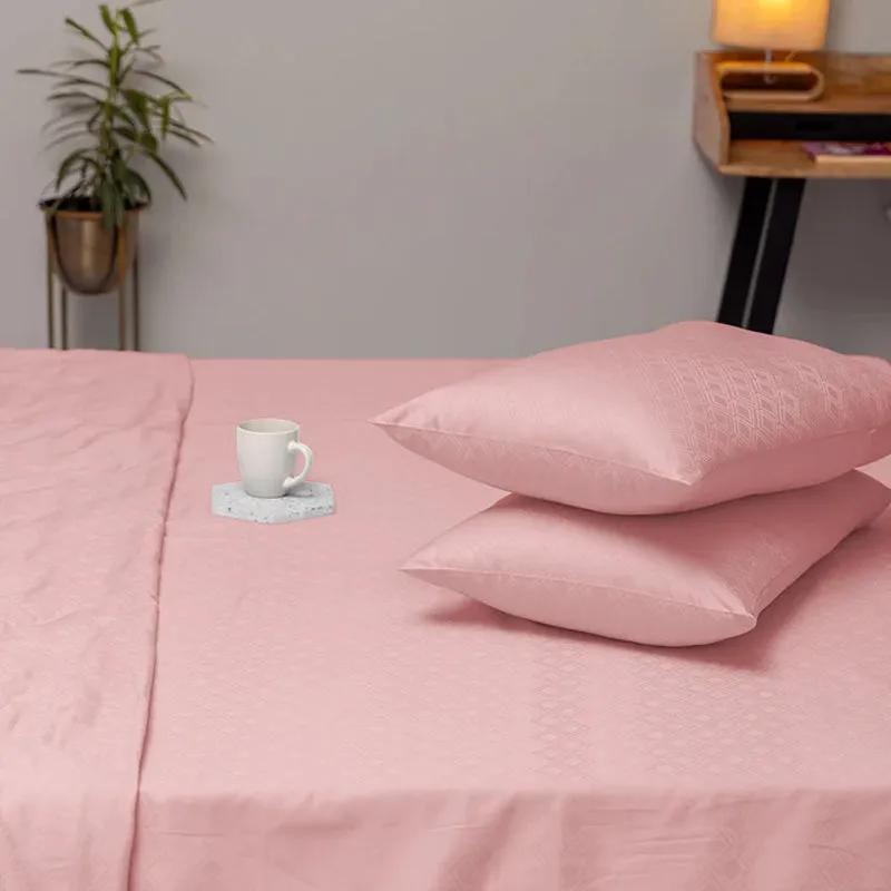 Diamond Dazz Jacquard Pillow Cover (Cameo Rose) - Set Of Two media 1