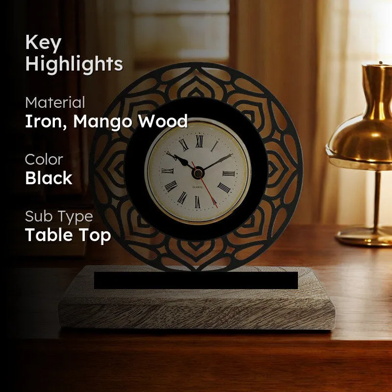 Mandala Noir Analog Table Clock media 2