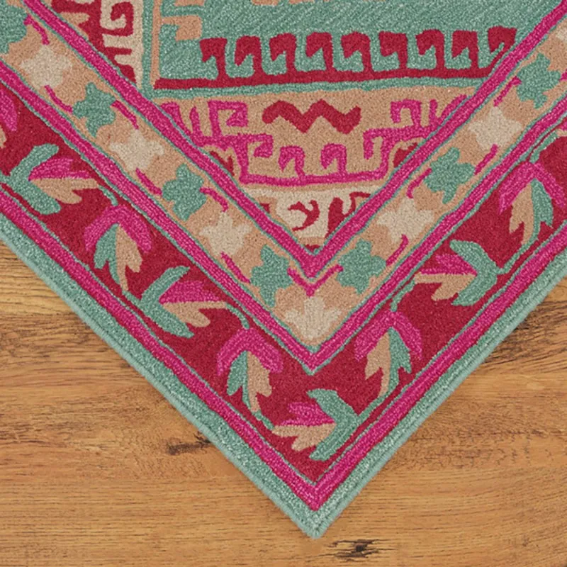 Loreth Hand Tufted Ethnic Wool & Nylon Carpet - Pink media 5