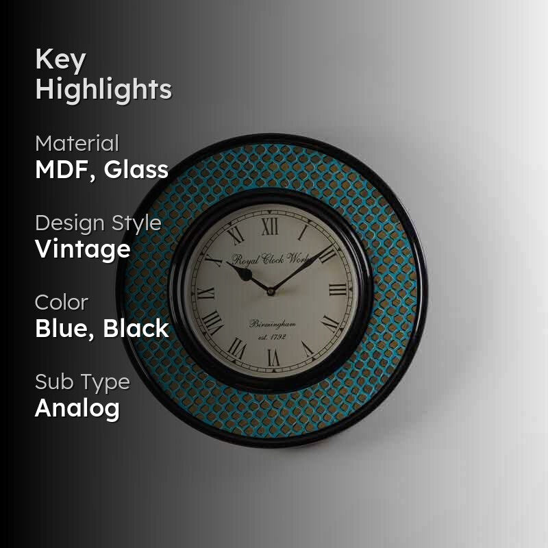 Scaley Handpainted Wall Clock - Blue media 2