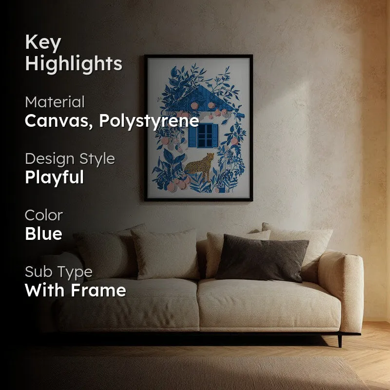 Azureleaf Blue Door Garden Canvas Wall Painting With Black Frame media 2