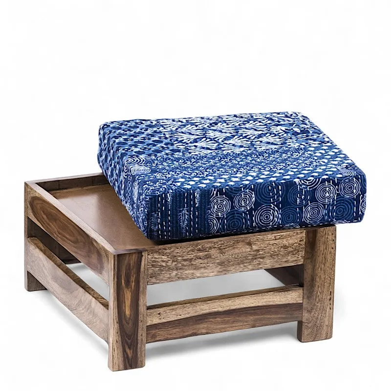 Lirox Sheesham Wooden Bench with Stool (Blue) - Two Piece Set media 3