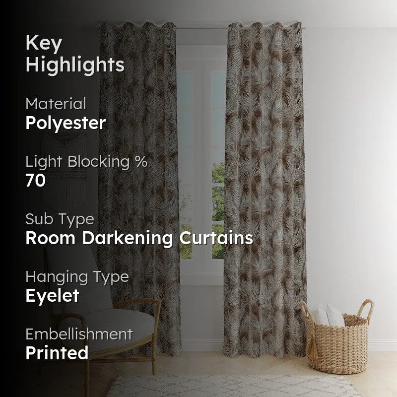 PureShade Printed Curtains (Brown) - Set Of Two media 2