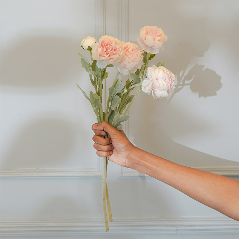 Faux Light Pink Peony Flower Stick (20 CM) - Set Of Two