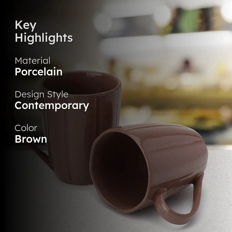 Ciro Porcelain Coffee Mug (300 mL Each/Pastel Brown) - Set of Two media 2