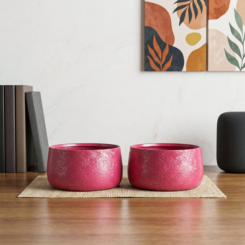 Chlo Iron Planter (Maroon) - Set Of Two
