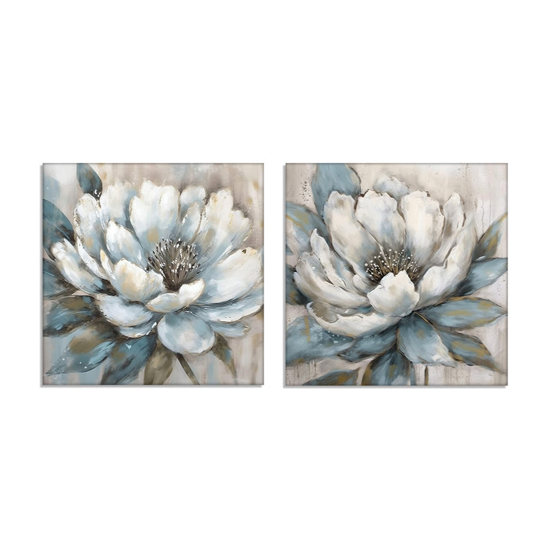 Alabaster Blossoms Canvas Wall Painting - Set Of Two media 7
