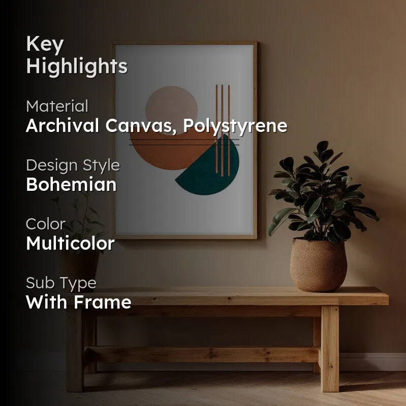 Linear Pulse Canvas Wall Painting With Brown Frame media 2