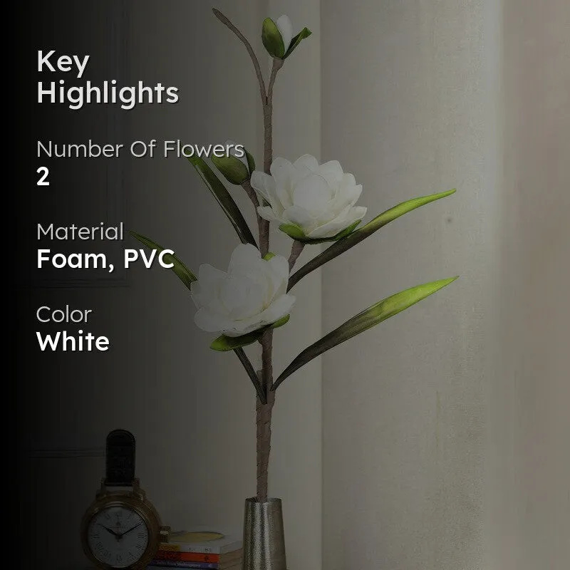Blossomcharm Artificial Magnolia Foam Flower Stick - White media 2
