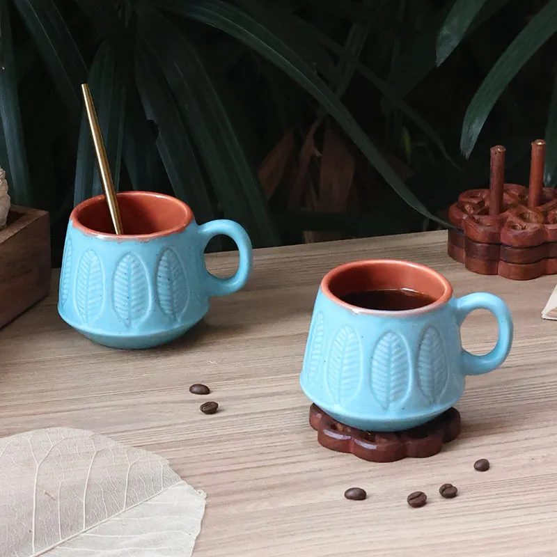 Adriano Ceramic Tea Cup (240 mL/Blue) media 3