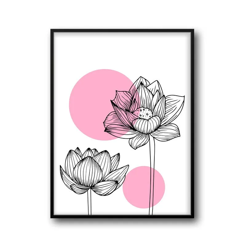 Lotus Lines Archival Paper Wall Art With Frame media 6