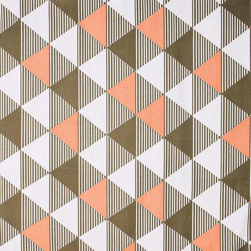 Euclidean Elite Geometric Cotton Diwan Set - Orange & Green media 4