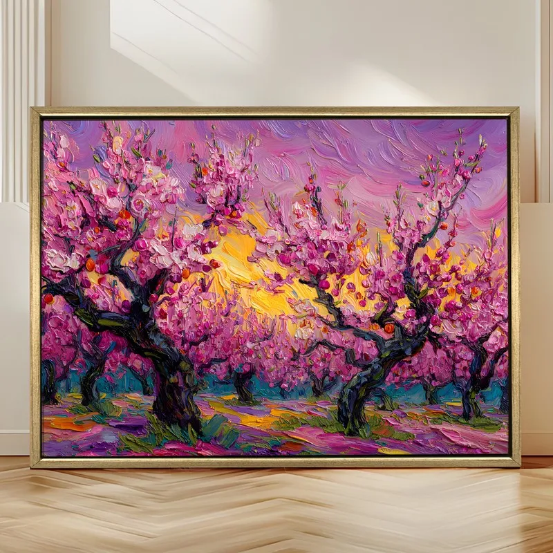 Rosy Orchard Canvas Wall Painting With Frame media 4