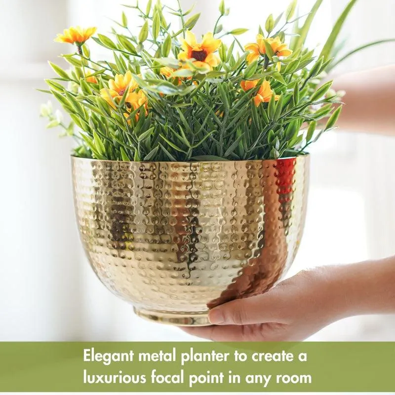 Finasa Metal Hammered Planter - Gold media 4