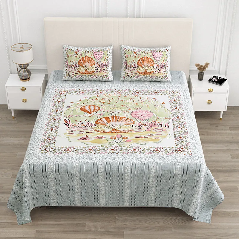 Sonora Kids Cotton Bedsheet (Orange) - 160 TC media 1