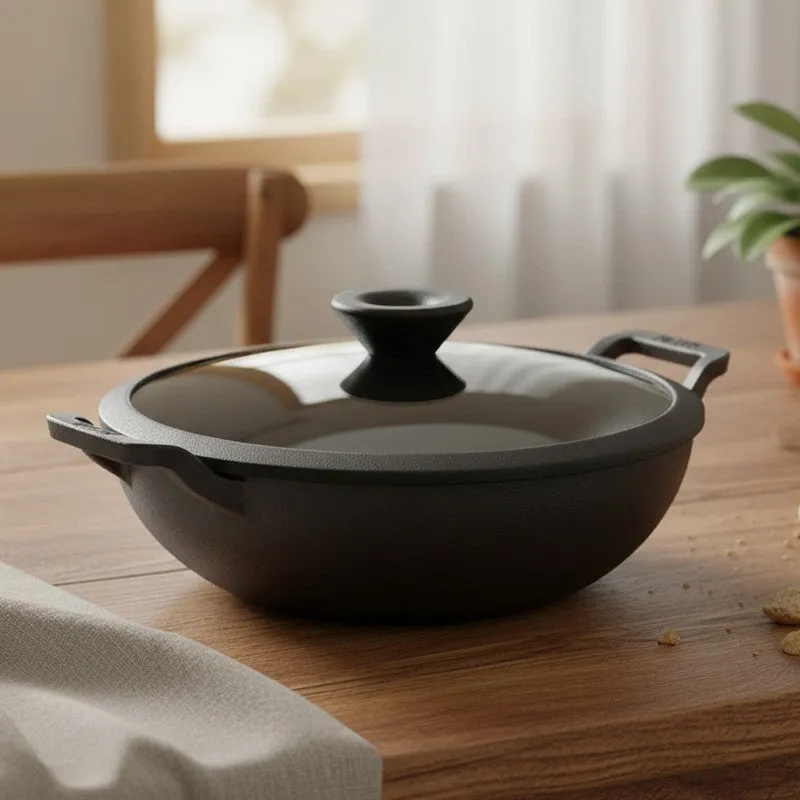 Meyer Cast Iron Kadhai with Lid - 4500 mL media 1
