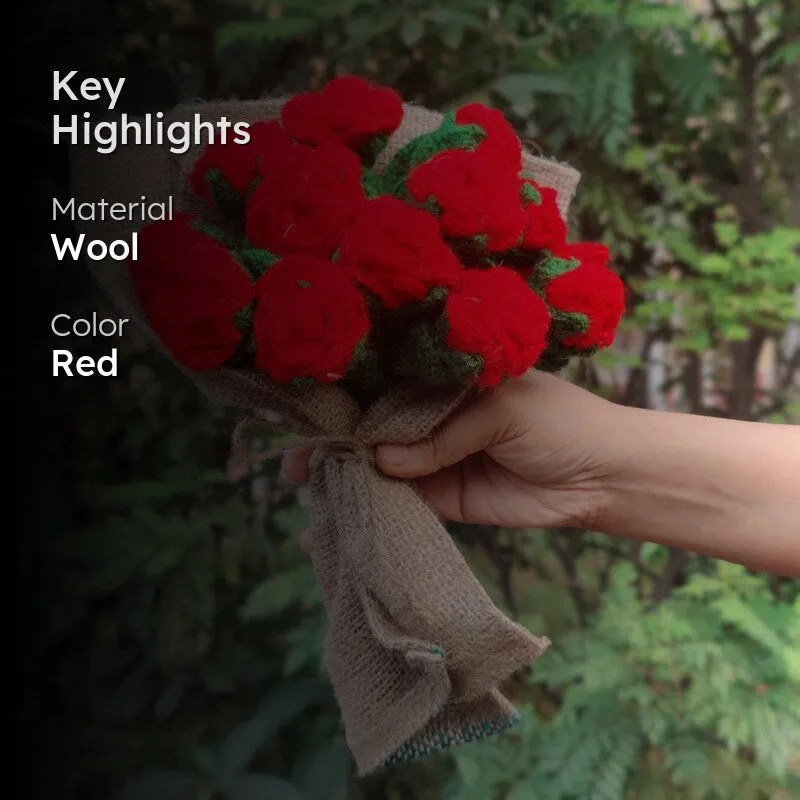 Crochet Handmade Rose Bouquet (Red) - Set of Twelve media 2