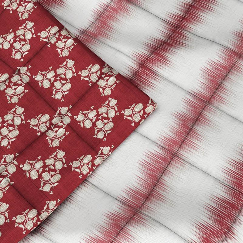 Arjia Floral Reversible Microfiber Comforter (Red) - 120 GSM media 6