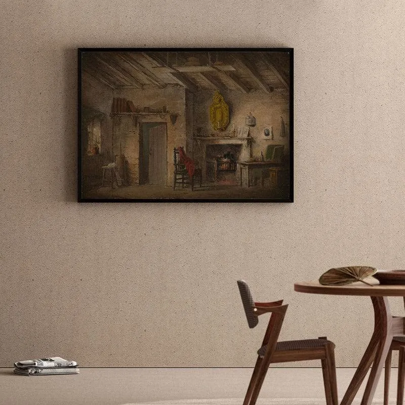 Vintage Interior Canvas Wall Painting - Black Frame media 1