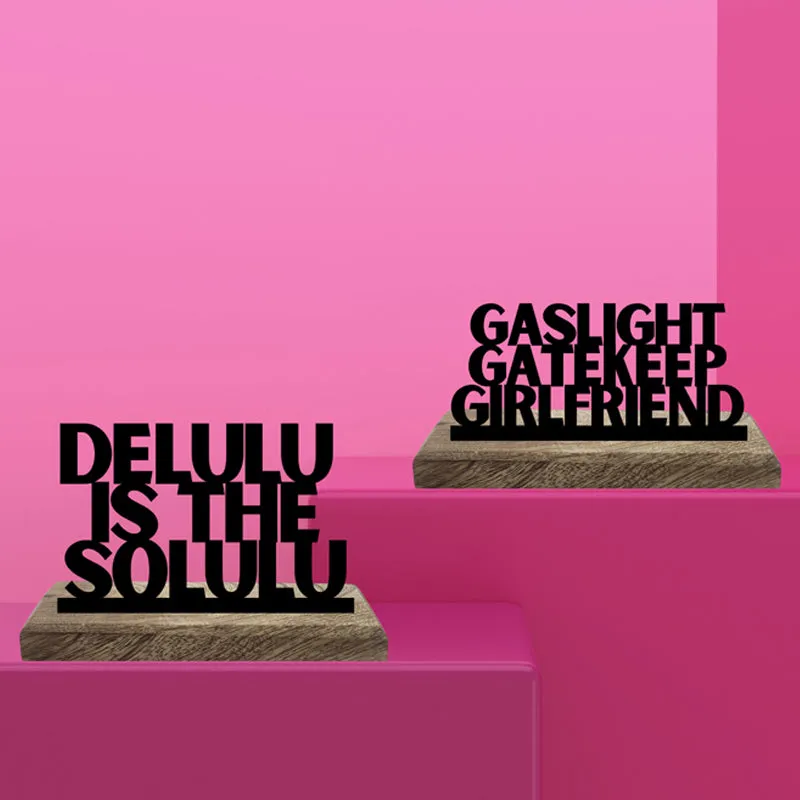 Delulu is The Solulu Typography Showpiece - Set Of Two media 3