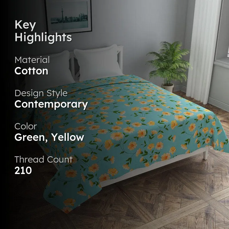 Sunflower Fields Floral Cotton Duvet Cover - 210 TC media 2